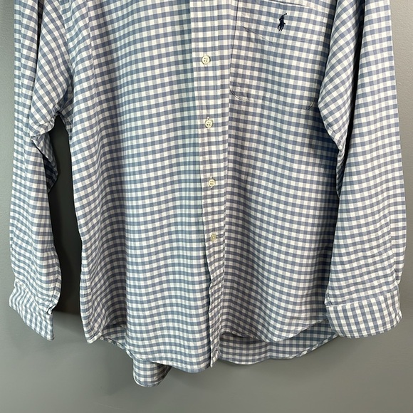 RALPH LAUREN Mens Vintage 90’s The Big Shirt Blue White Buffalo Plaid Oxford L - Picture 7 of 13
